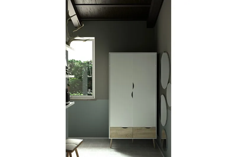 Hostafranc Garderobeskab 98,7x200,1 cm - Hvid - Opbevaring - Tøjopbevaring - Garderobeskabe - Garderobeskab & klædeskab