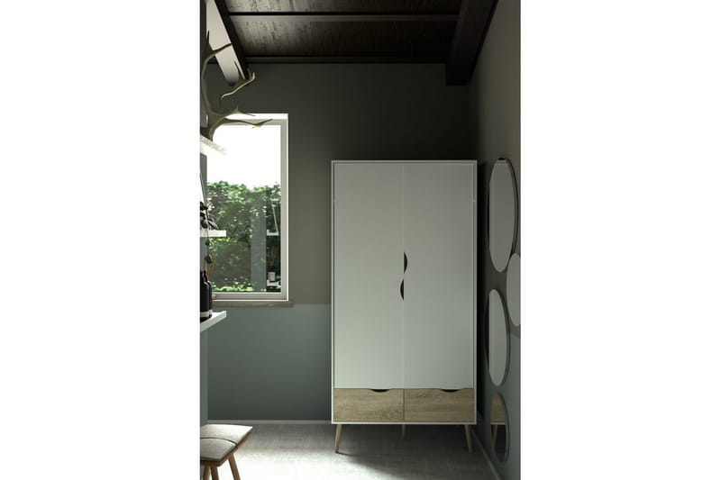 Hostafranc Garderobeskab 98,7x200,1 cm - Hvid - Opbevaring - Tøjopbevaring - Garderobeskabe - Garderobeskab & klædeskab