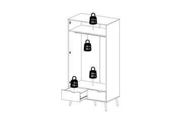 Hostafranc Garderobeskab 98,7x200,1 cm - Hvid - Opbevaring - Tøjopbevaring - Garderobeskabe - Garderobeskab & klædeskab