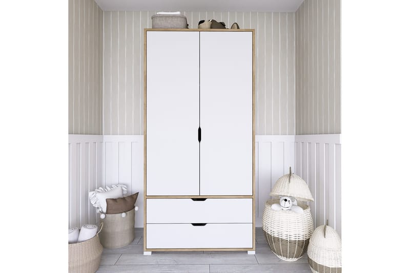 Hurst Garderobe 90x183 cm, Lysbrun/Hvid