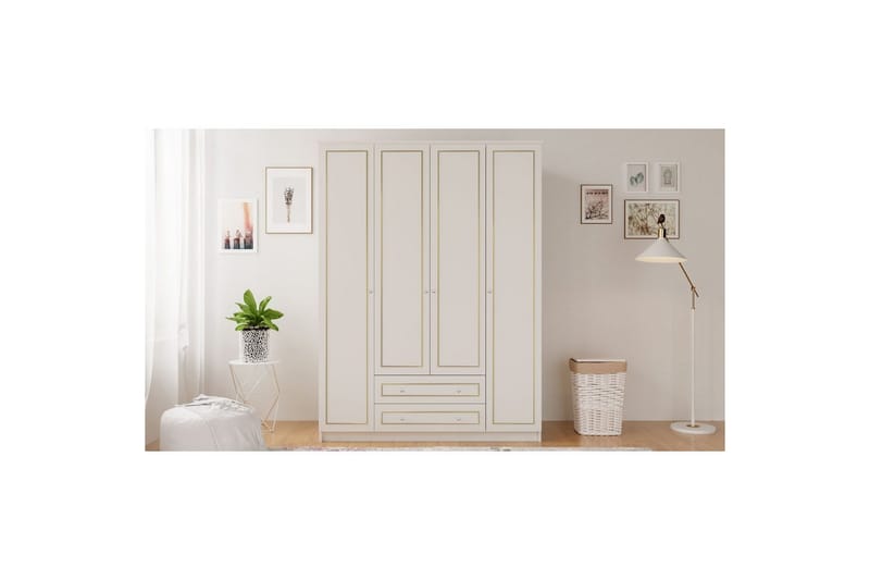 Ilros Garderobesskåp 140x180 cm - Mat Hvid - Opbevaring - Tøjopbevaring - Garderobeskabe - Garderobeskab & klædeskab