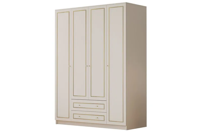 Ilros Garderobesskåp 140x180 cm - Mat Hvid - Opbevaring - Tøjopbevaring - Garderobeskabe - Garderobeskab & klædeskab
