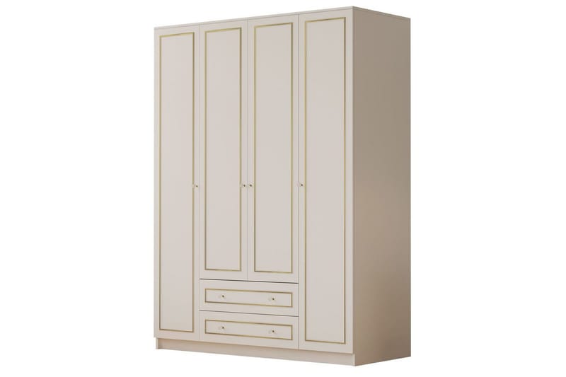 Ilros Garderobesskåp 140x180 cm - Mat Hvid - Opbevaring - Tøjopbevaring - Garderobeskabe - Garderobeskab & klædeskab