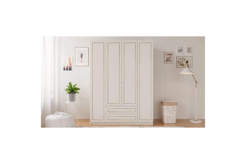 Ilros Garderobesskåp 140x210 cm - Mat Hvid - Opbevaring - Tøjopbevaring - Garderobeskabe - Garderobeskab & klædeskab