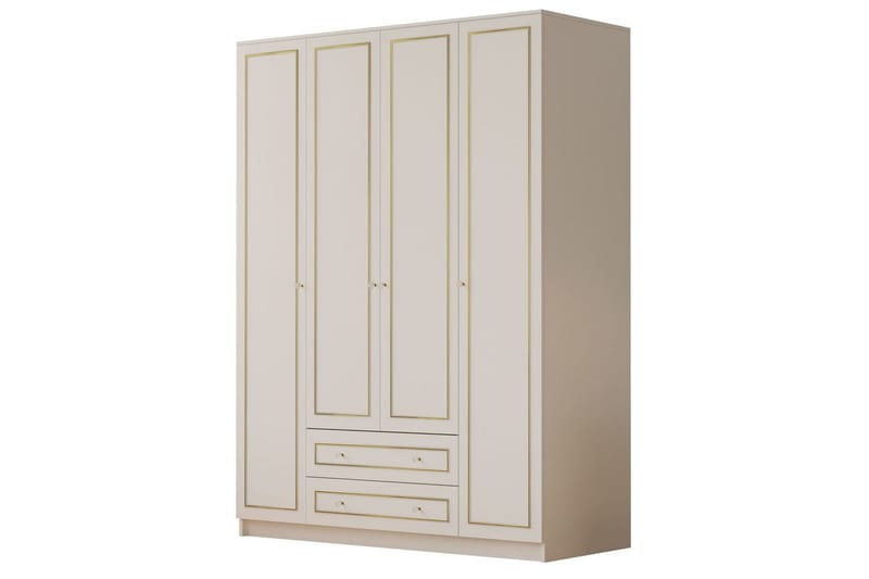 Ilros Garderobesskåp 140x210 cm, Mat Hvid