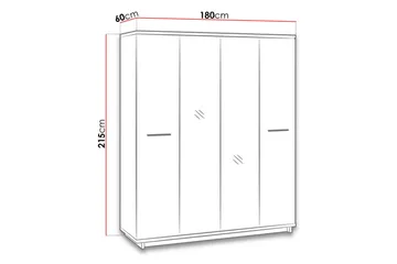 Ines Garderobe 60x180 cm - Eg/Sort - Opbevaring - Tøjopbevaring - Garderobeskabe