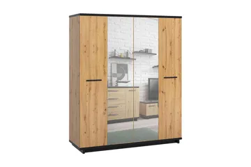 Ines Garderobe 60x180 cm - Eg/Sort - Opbevaring - Tøjopbevaring - Garderobeskabe