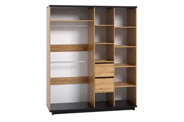 Ines Garderobe 60x180 cm - Eg/Sort - Opbevaring - Tøjopbevaring - Garderobeskabe