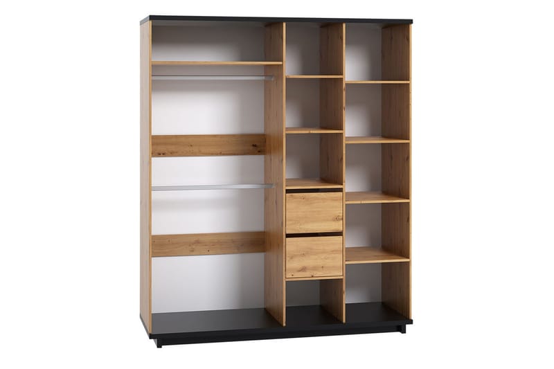 Ines Garderobe 60x180 cm - Eg/Sort - Opbevaring - Tøjopbevaring - Garderobeskabe