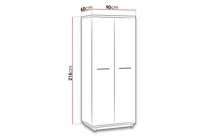 Ines Garderobe 60x90 cm - Eg/Sort - Opbevaring - Tøjopbevaring - Garderobeskabe