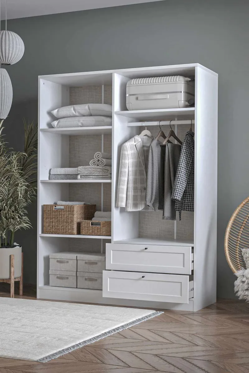 Interlaken garderobe 137x182 cm - Hvid - Opbevaring - Tøjopbevaring - Garderobeskabe - Garderobeskab & klædeskab