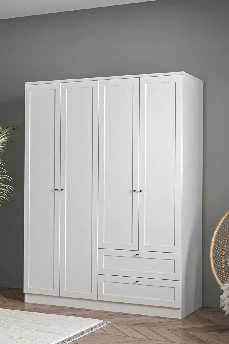 Interlaken garderobe 137x182 cm - Hvid - Opbevaring - Tøjopbevaring - Garderobeskabe - Garderobeskab & klædeskab