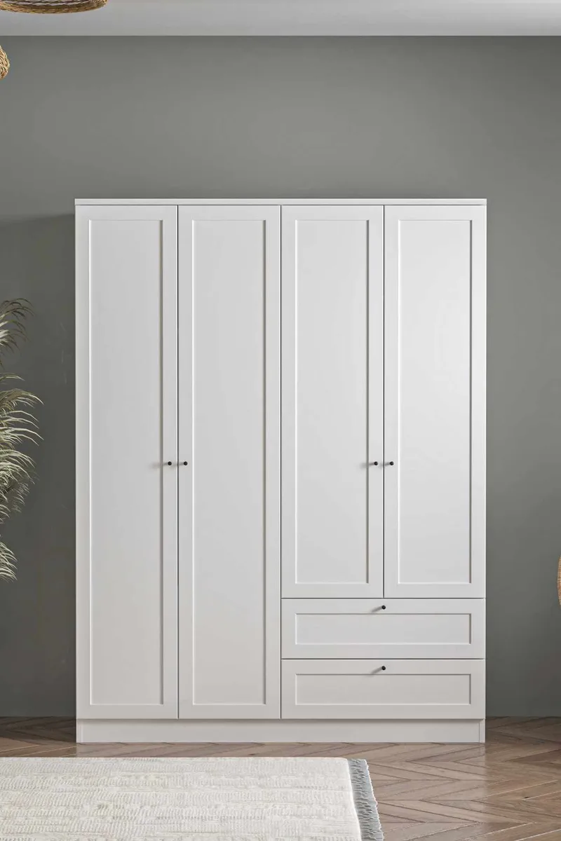 Interlaken garderobe 137x182 cm - Hvid - Opbevaring - Tøjopbevaring - Garderobeskabe - Garderobeskab & klædeskab