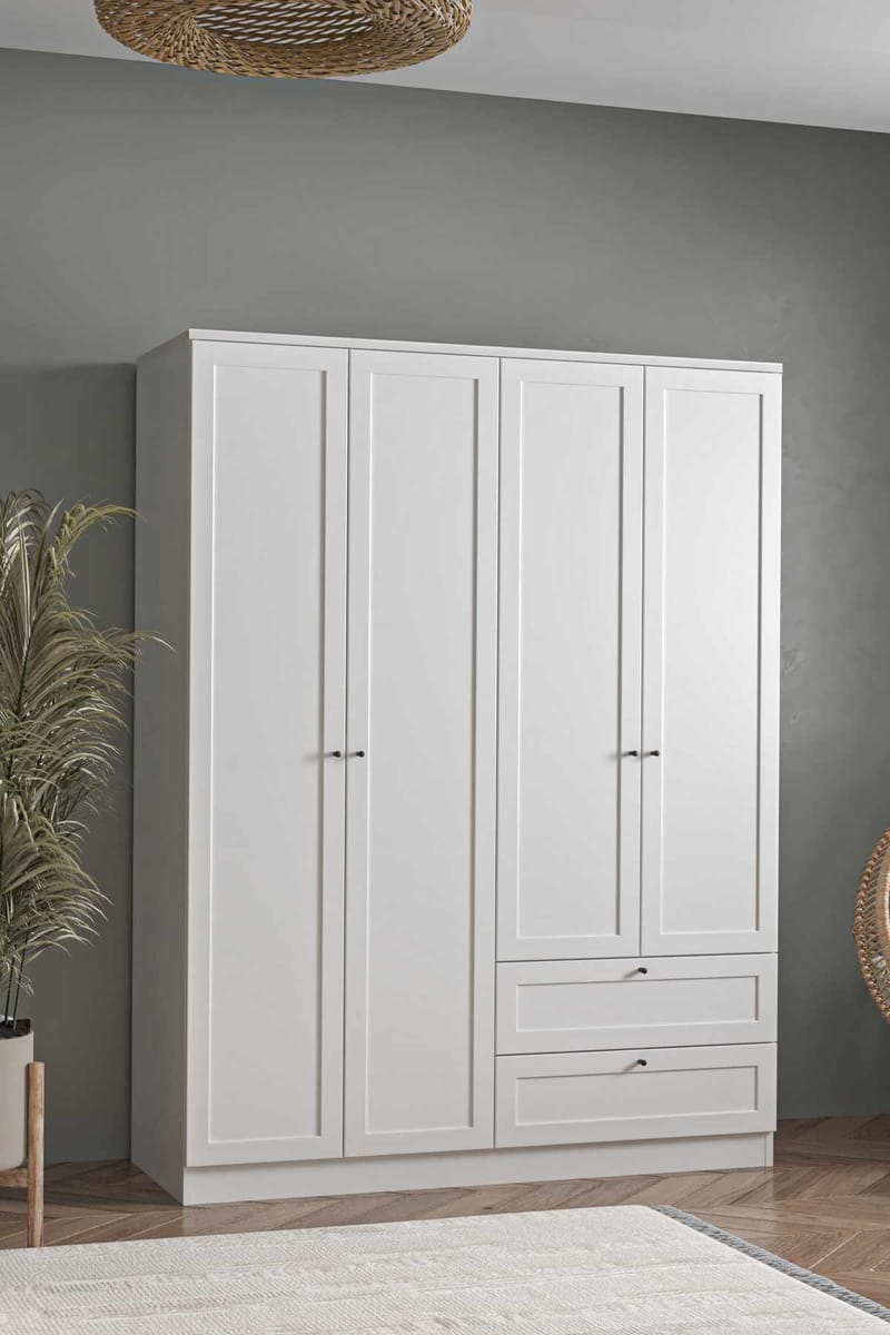 Interlaken garderobe 137x182 cm - Hvid - Opbevaring - Tøjopbevaring - Garderobeskabe - Garderobeskab & klædeskab