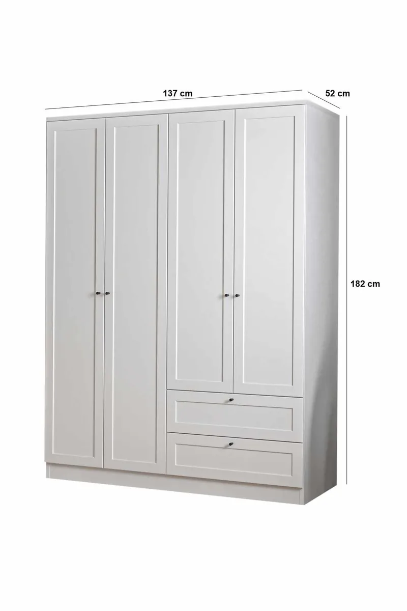 Interlaken garderobe 137x182 cm - Hvid - Opbevaring - Tøjopbevaring - Garderobeskabe - Garderobeskab & klædeskab