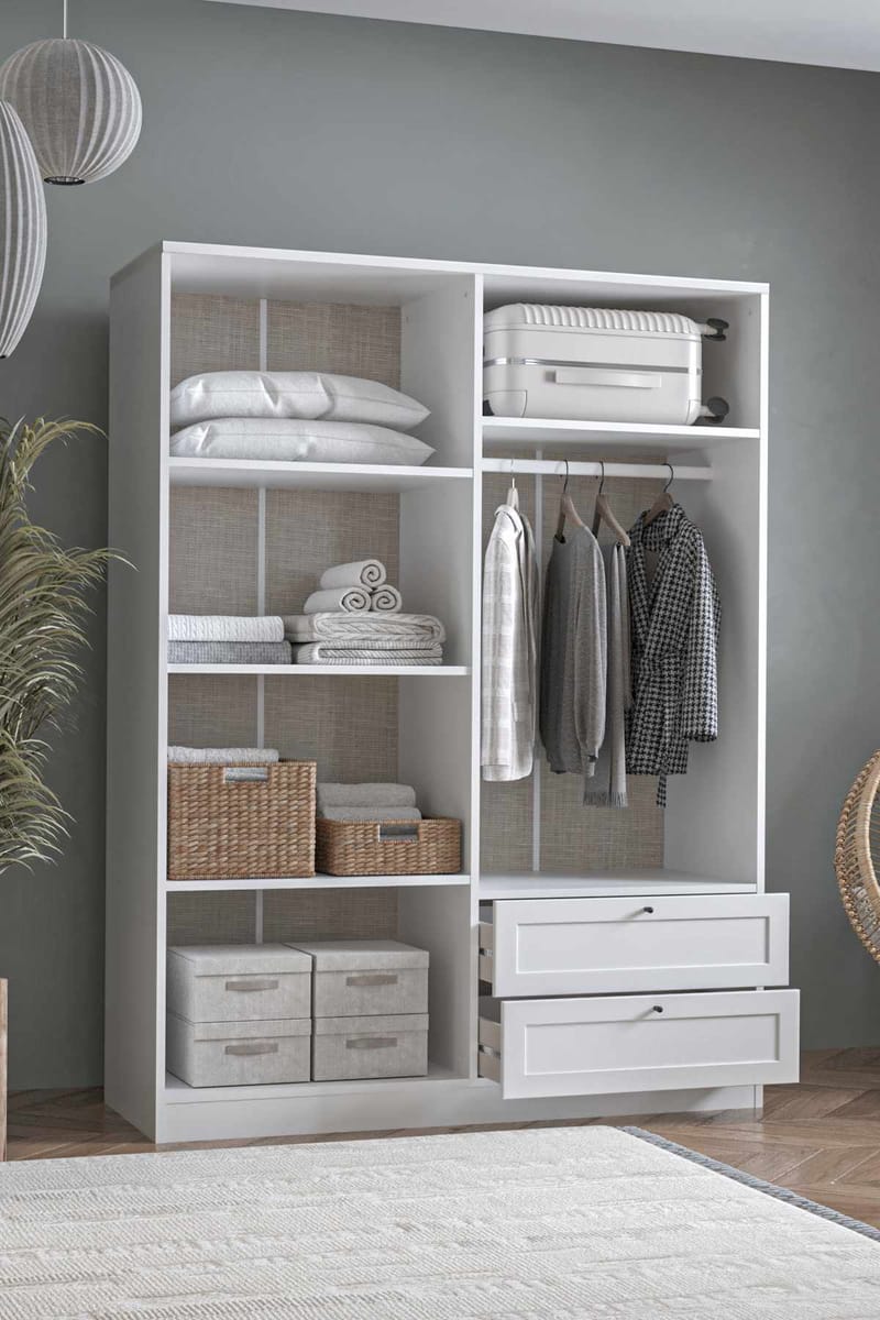 Interlaken garderobe 137x182 cm - Hvid - Opbevaring - Tøjopbevaring - Garderobeskabe - Garderobeskab & klædeskab