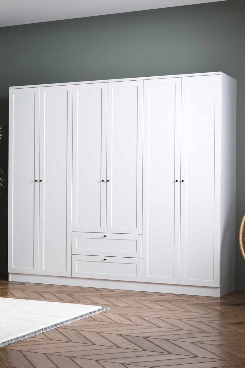 Interlaken garderobe 205x182 cm - Hvid - Opbevaring - Tøjopbevaring - Garderobeskabe - Garderobeskab & klædeskab