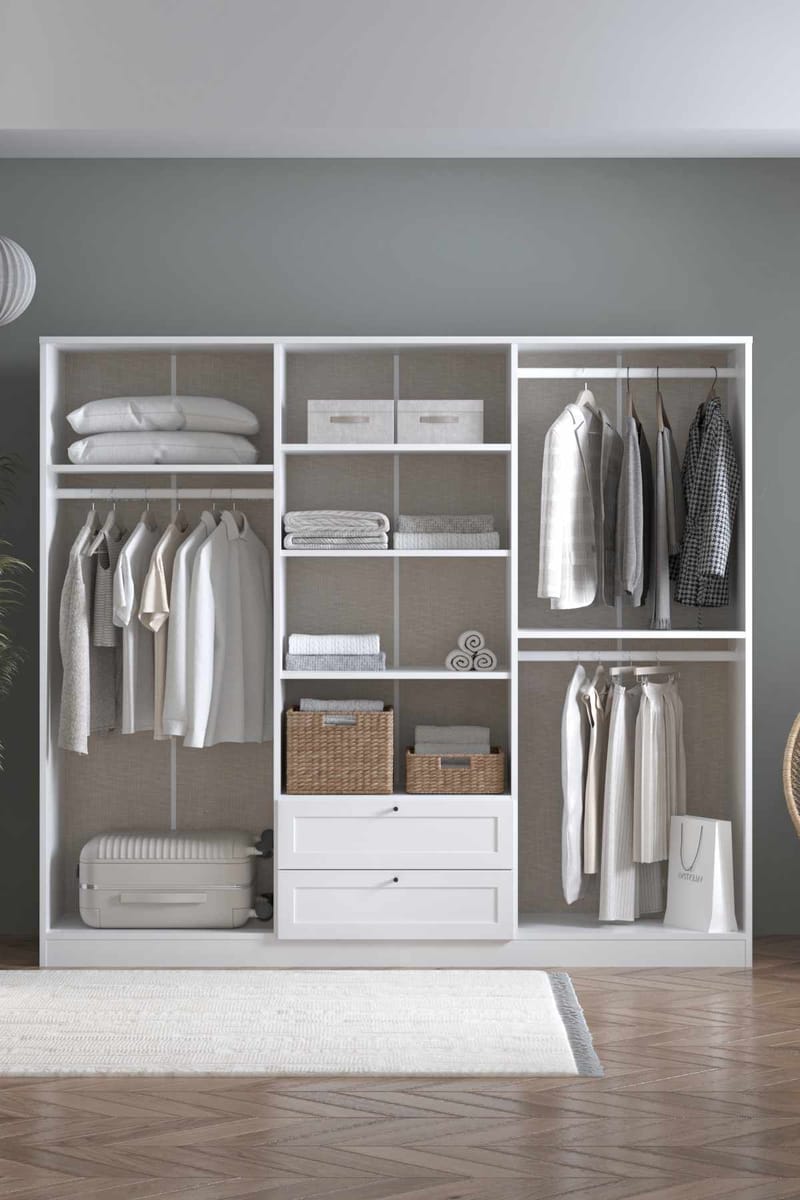 Interlaken garderobe 205x182 cm - Hvid - Opbevaring - Tøjopbevaring - Garderobeskabe - Garderobeskab & klædeskab