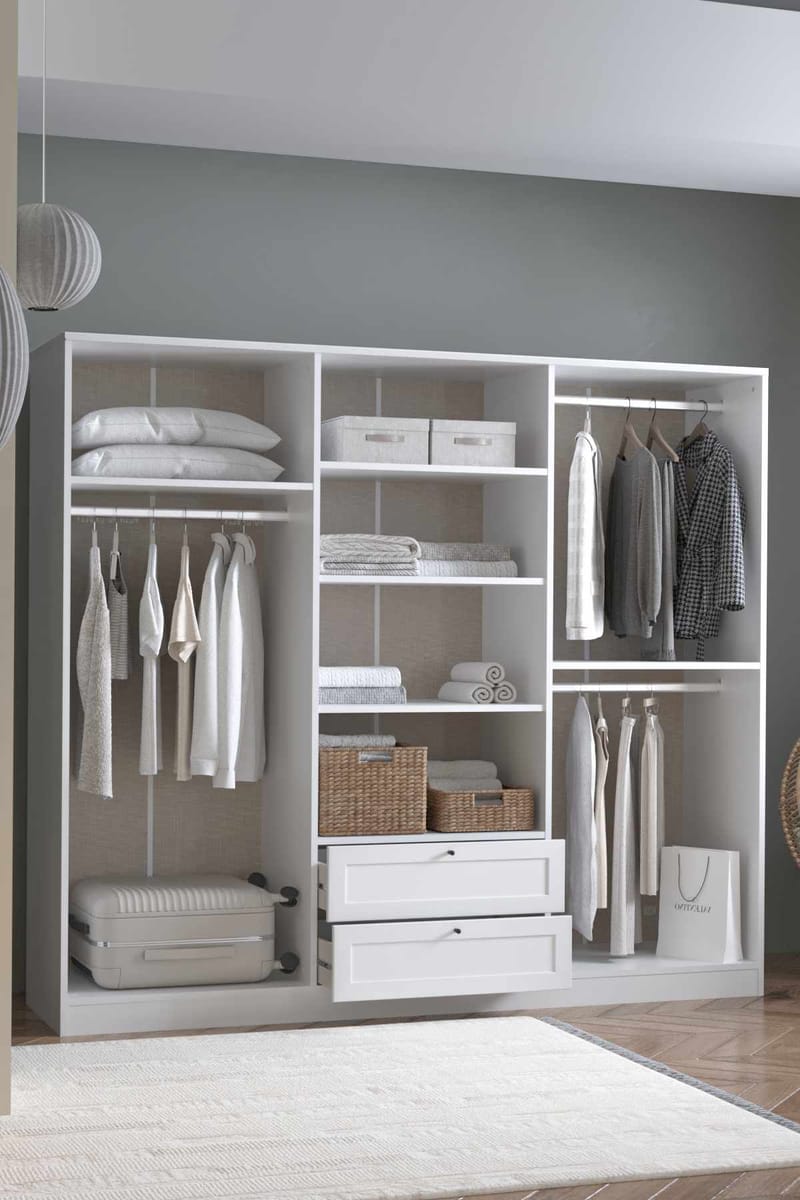 Interlaken garderobe 205x182 cm - Hvid - Opbevaring - Tøjopbevaring - Garderobeskabe - Garderobeskab & klædeskab