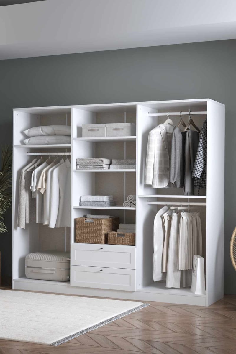 Interlaken garderobe 205x182 cm - Hvid - Opbevaring - Tøjopbevaring - Garderobeskabe - Garderobeskab & klædeskab