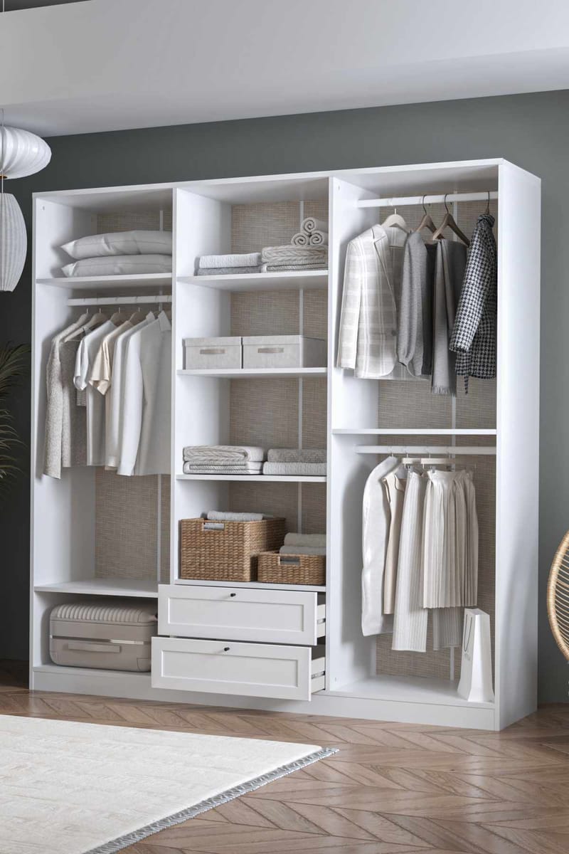 Interlaken garderobe 205x210 cm - Hvid - Opbevaring - Tøjopbevaring - Garderobeskabe - Garderobeskab & klædeskab