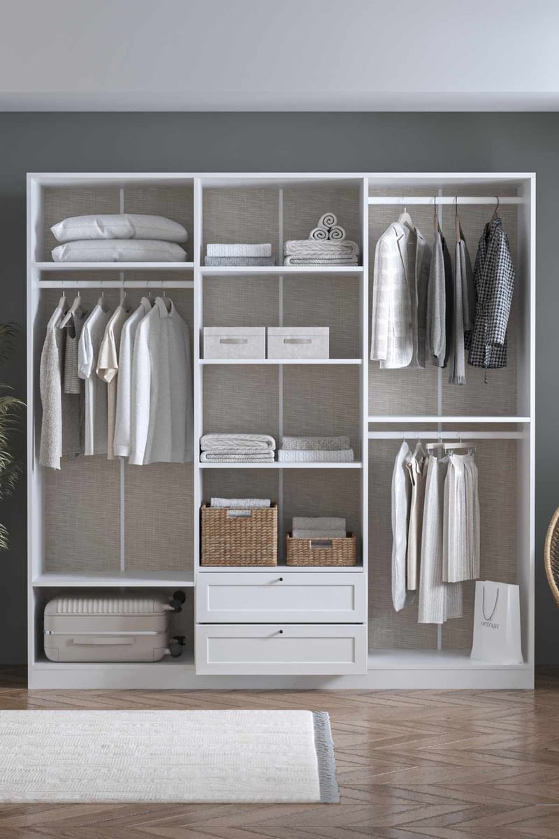 Interlaken garderobe 205x210 cm - Hvid - Opbevaring - Tøjopbevaring - Garderobeskabe - Garderobeskab & klædeskab