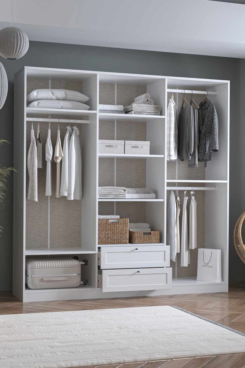 Interlaken garderobe 205x210 cm - Hvid - Opbevaring - Tøjopbevaring - Garderobeskabe - Garderobeskab & klædeskab