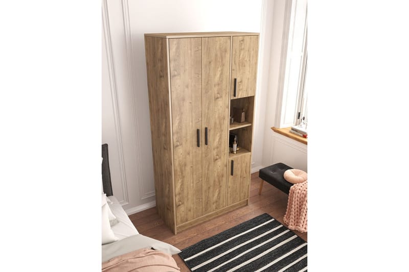 Iskral Garderobeskab 90x177 cm - Brun - Opbevaring - Tøjopbevaring - Garderobeskabe