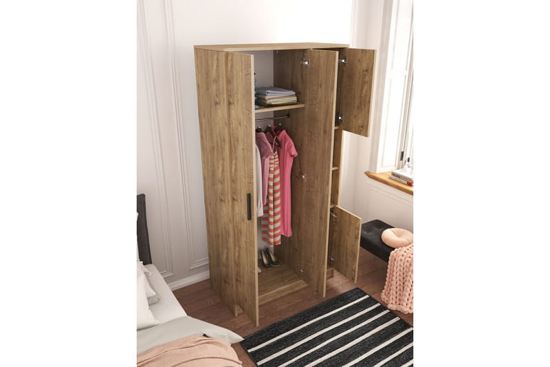 Iskral Garderobeskab 90x177 cm - Brun - Opbevaring - Tøjopbevaring - Garderobeskabe