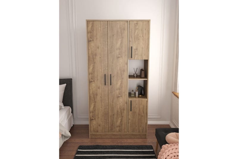 Iskral Garderobeskab 90x177 cm - Brun - Opbevaring - Tøjopbevaring - Garderobeskabe