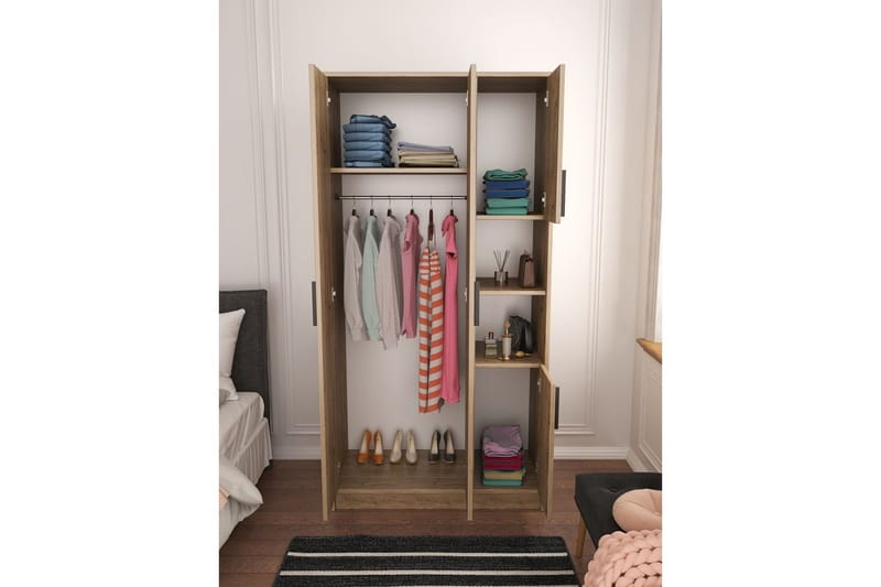 Iskral Garderobeskab 90x177 cm - Brun - Opbevaring - Tøjopbevaring - Garderobeskabe