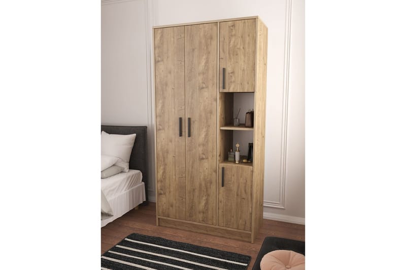 Iskral Garderobeskab 90x177 cm - Brun - Opbevaring - Tøjopbevaring - Garderobeskabe