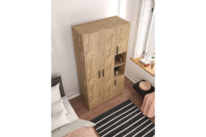 Iskral Garderobeskab 90x177 cm - Brun - Opbevaring - Tøjopbevaring - Garderobeskabe