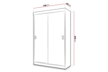 Isolaz Garderobe Med Spejl 138x205 cm - Hvid/Grå - Opbevaring - Tøjopbevaring - Garderobeskabe