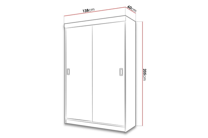 Isolaz Garderobe Med Spejl 138x205 cm - Hvid/Grå - Opbevaring - Tøjopbevaring - Garderobeskabe