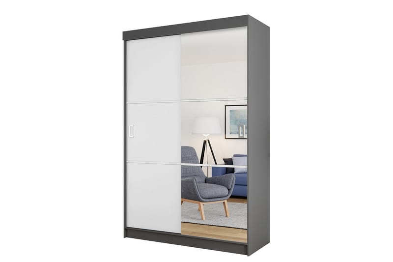 Isolaz Garderobe Med Spejl 138x205 cm - Hvid/Grå - Opbevaring - Tøjopbevaring - Garderobeskabe