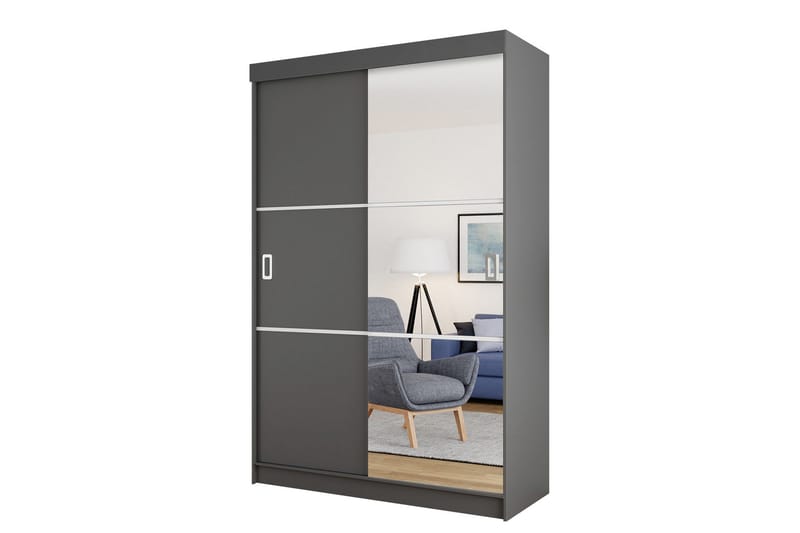 Isolaz Garderobe Med Spejl 138x205 cm - Hvid/Grå - Opbevaring - Tøjopbevaring - Garderobeskabe
