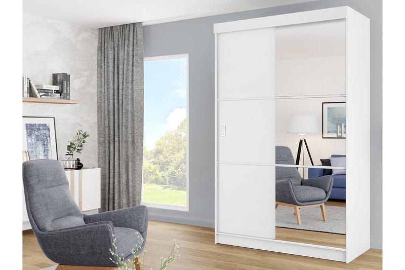 Isolaz Garderobe Med Spejl 138x205 cm - Opbevaring - Tøjopbevaring - Garderobeskabe