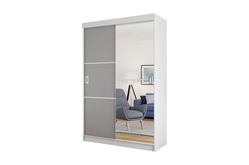 Isolaz Garderobe med Spejl LED-belysning RGB - Grå Dør/Hvid/Antracit - Opbevaring - Tøjopbevaring - Garderobeskabe