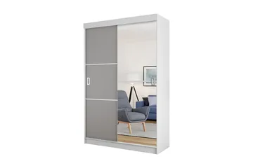Isolaz Garderobe med Spejl LED-belysning RGB - Grå Dør/Hvid/Antracit - Opbevaring - Tøjopbevaring - Garderobeskabe