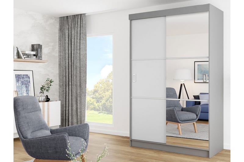 Isolaz Garderobe med Spejl LED-belysning RGB - Hvid/Antracit - Opbevaring - Tøjopbevaring - Garderobeskabe - Garderobeskab & klædeskab