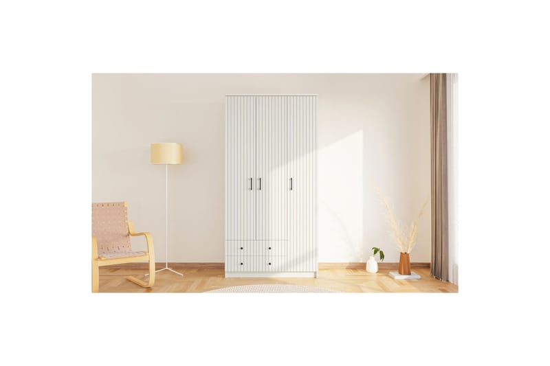 Ivon Garderobe 105x184 cm - Mat Hvid - Opbevaring - Tøjopbevaring - Garderobeskabe