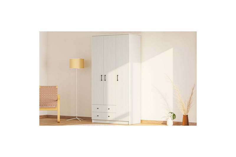 Ivon Garderobe 105x184 cm - Mat Hvid - Opbevaring - Tøjopbevaring - Garderobeskabe