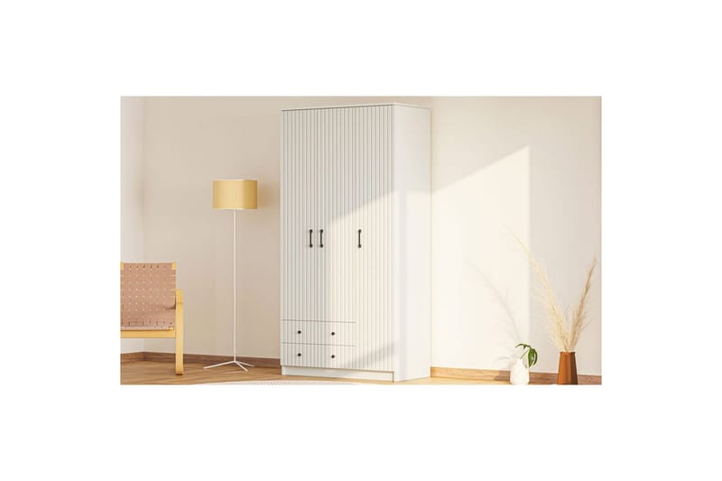 Ivon Garderobe 105x210 cm - Mat Hvid - Opbevaring - Tøjopbevaring - Garderobeskabe