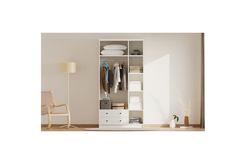 Ivon Garderobe 105x210 cm - Mat Hvid - Opbevaring - Tøjopbevaring - Garderobeskabe