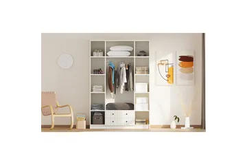 Ivon Garderobe 140x184 cm - Mat Hvid - Opbevaring - Tøjopbevaring - Garderobeskabe