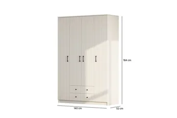 Ivon Garderobe 140x184 cm - Mat Hvid - Opbevaring - Tøjopbevaring - Garderobeskabe