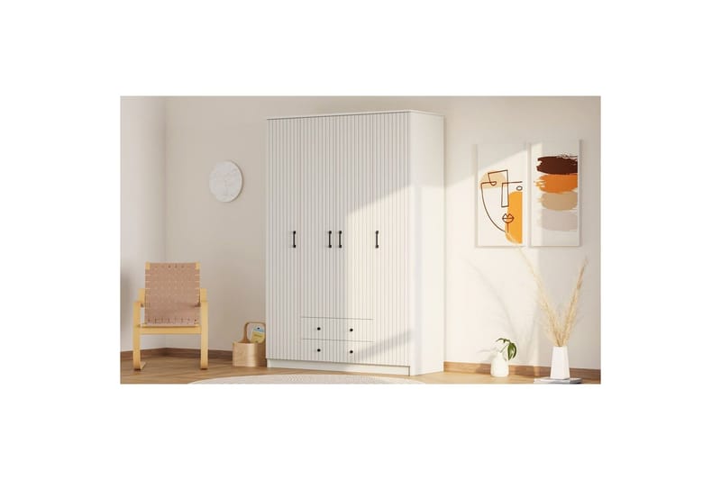 Ivon Garderobe 140x184 cm - Mat Hvid - Opbevaring - Tøjopbevaring - Garderobeskabe
