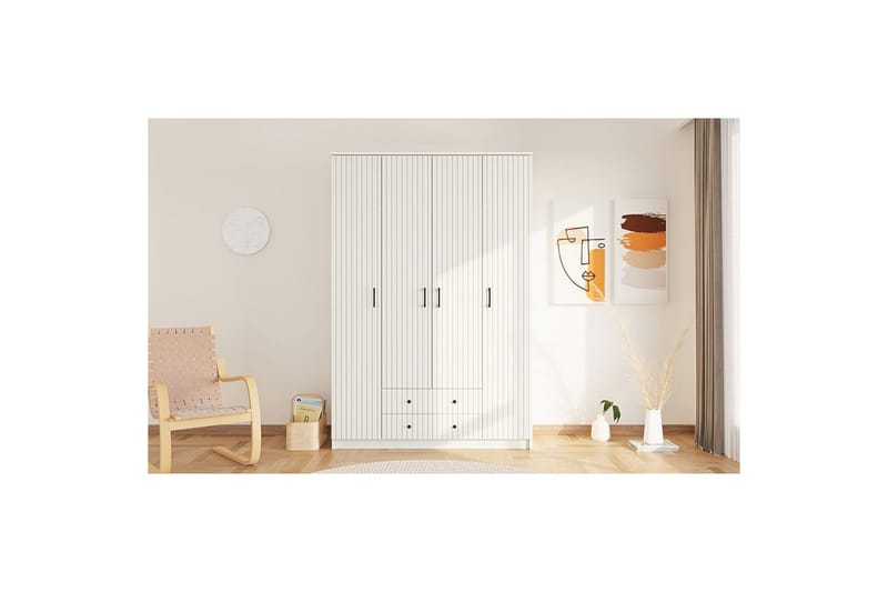 Ivon Garderobe 140x210 cm - Mat Hvid - Opbevaring - Tøjopbevaring - Garderobeskabe