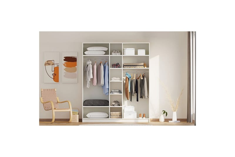 Ivon Garderobe 175x184 cm - Mat Hvid - Opbevaring - Tøjopbevaring - Garderobeskabe